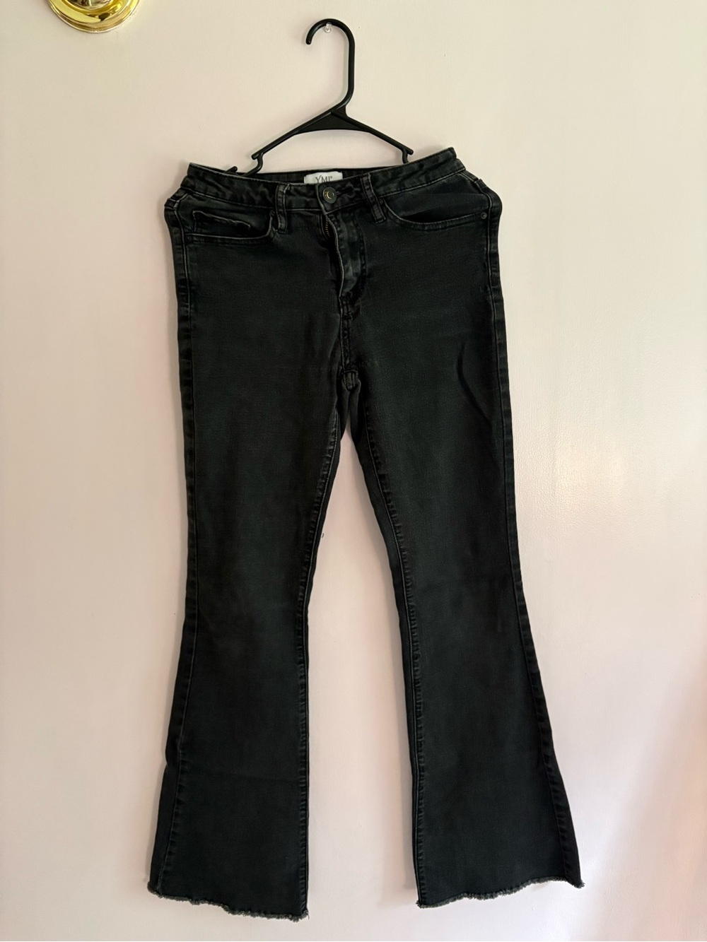 YMI Black Flare Jeans with Raw Hem